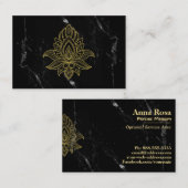 *~* Gold Hamsa Weißer schwarzer Marmor Abstrakt ge Visitenkarte (Vorne/Hinten)