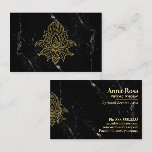 *~* Gold Hamsa Weißer schwarzer Marmor Abstrakt ge Visitenkarte (Vorne/Hinten)