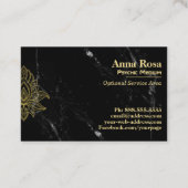 *~* Gold Hamsa Weißer schwarzer Marmor Abstrakt ge Visitenkarte (Rückseite)