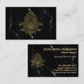 ~ Gold Hamsa White Black Marble Sacro Abstrakt Visitenkarte (Vorne/Hinten)