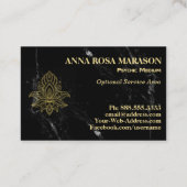 ~ Gold Hamsa White Black Marble Sacro Abstrakt Visitenkarte (Rückseite)