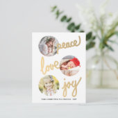 Gold Hand Letter Holidays Circle Foto Postkarte (Stehend Vorderseite)