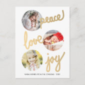 Gold Hand Letter Holidays Circle Foto Postkarte (Vorderseite)