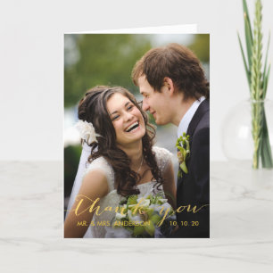 Gold Hand Lettered Danksagungskarte für Hochzeit Dankeskarte