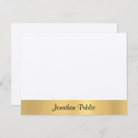 Gold Hand Script Modernes Template Stilvoll bescha Mitteilungskarte (Vorne/Hinten)