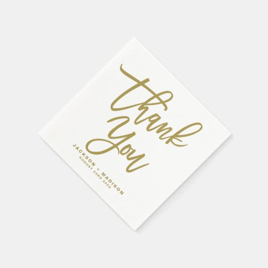 Gold Hand Skript Vielen Dank Hochzeit Serviette (Ecke)