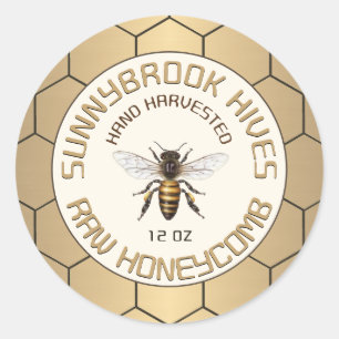 Gold handgeerntete Honigwabenwabenwabenmarke Runder Aufkleber