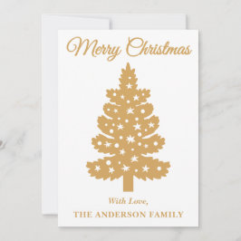 Gold handgeschriebene Script Weihnachtsbaum Feiertagskarte