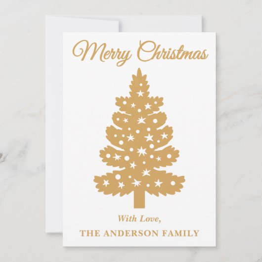 Gold handgeschriebene Script Weihnachtsbaum Feiertagskarte (Vorderseite)