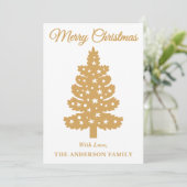 Gold handgeschriebene Script Weihnachtsbaum Feiertagskarte (Stehend Vorderseite)