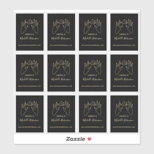 Gold handgezeichnet Mondskriptname Handmade by Aufkleber (Blatt)