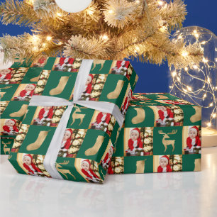 Gold Handgezeichneter Hirsch Weihnachtsstrumpf Fot Geschenkpapier