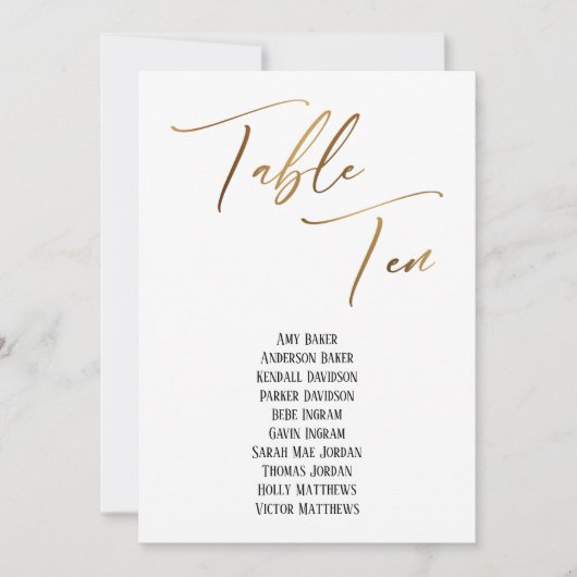 Gold Handschrift Tabelle 10 Sitzplakette (Vorderseite)