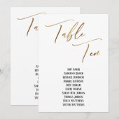 Gold Handschrift Tabelle 10 Sitzplakette (Vorne/Hinten)