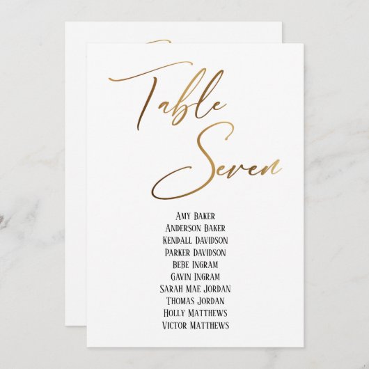 Gold Handschrift Table Seven Seving Chart (Vorne/Hinten)