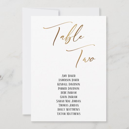 Gold Handschrift Table Two Seats Chart (Vorderseite)