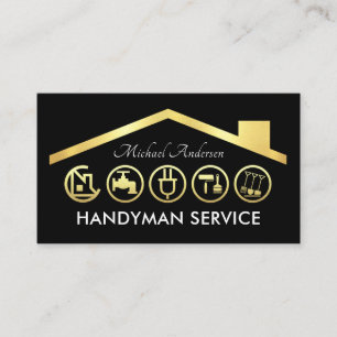 Gold Handwerker Werkzeuge Dach Visitenkarte
