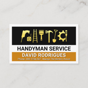 Gold Handwerker Werkzeuge Ebenen Visitenkarte