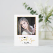 Gold Handwriting Foto Abschluss Vielen Dank Postkarte (Stehend Vorderseite)