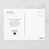 Gold Handwriting Foto Abschluss Vielen Dank Postkarte (Rückseite)