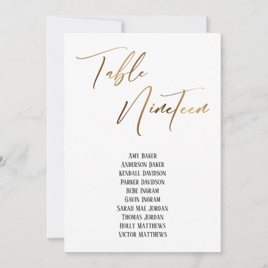 Gold Handwriting Table 19 Sitzplakette (Vorderseite)