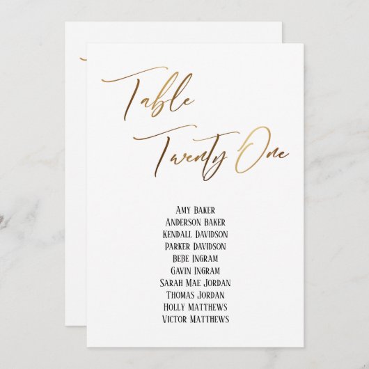 Gold Handwriting Table 21 Seats Chart (Vorne/Hinten)