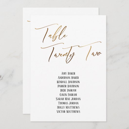 Gold Handwriting Table 22 Seats Chart (Vorne/Hinten)