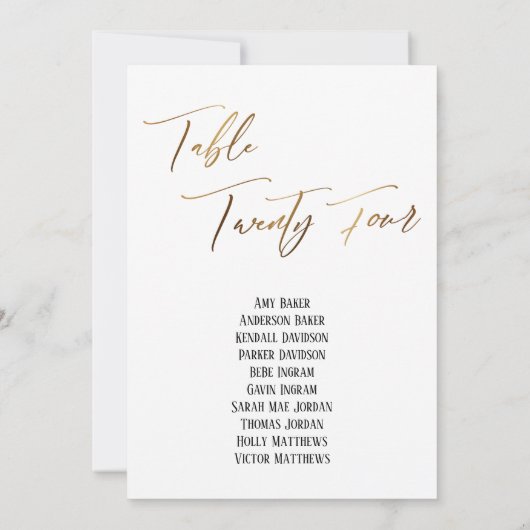 Gold Handwriting Table 24 Seats Chart (Rückseite)
