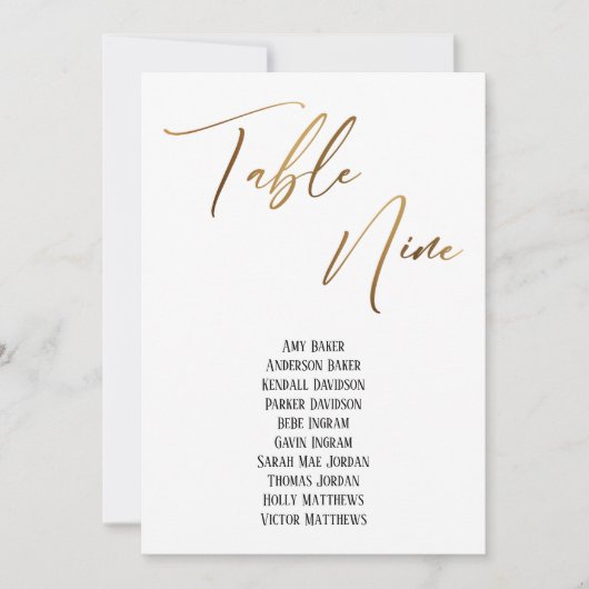 Gold Handwriting Table Neun Seekarte (Vorderseite)