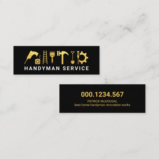 Gold Handyman Construction Tools Mini Visitenkarte (Vorne/Hinten)