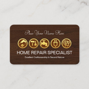 Gold Handyman Home Repair Symbole Visitenkarte
