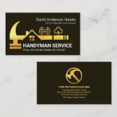 Gold Handyman Rooftop Hammer Architektur Visitenkarte (Vorne/Hinten)