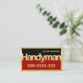 Gold Handyman Schild Rahmen Builder Visitenkarte (Stehend Vorderseite)