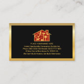 Gold Handyman Schild Rahmen Builder Visitenkarte (Rückseite)