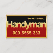 Gold Handyman Schild Rahmen Builder Visitenkarte (Vorderseite)