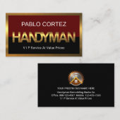 Gold Handyman Signage Border Frame Visitenkarte (Vorne/Hinten)