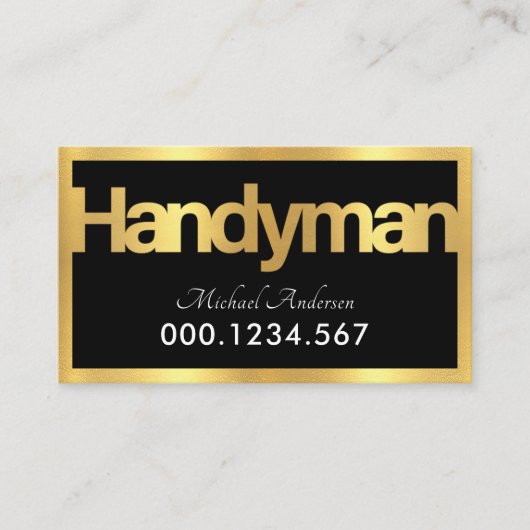 Gold Handyman Signage Frame Visitenkarte (Vorderseite)