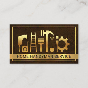 Gold Handyman Tools Brown Grunge Visitenkarte