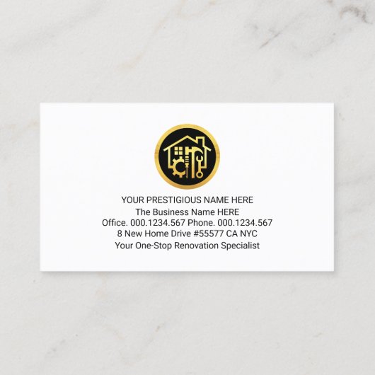 Gold Handyman Tools Frame On Timber Visitenkarte (Rückseite)