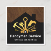 Gold Handyman Tools Gebäude Renovierung Quadratische Visitenkarte (Vorderseite)