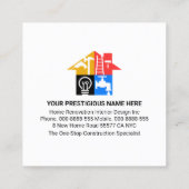 Gold Handyman Tools Gebäude Renovierung Quadratische Visitenkarte (Rückseite)