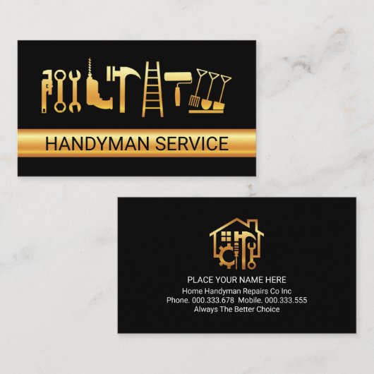 Gold Handyman Tools Layer Visitenkarte (Vorne/Hinten)