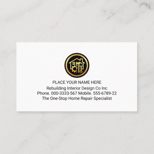 Gold Handyman Tools Layers Visitenkarte (Rückseite)