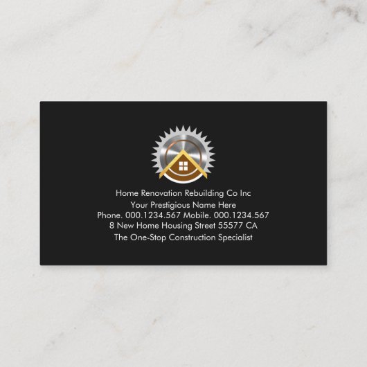 Gold Handyman Tools Line Visitenkarte (Rückseite)