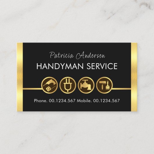 Gold Handyman Tools Line Visitenkarte (Vorderseite)