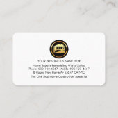 Gold Handyman Tools On Building Frame Visitenkarte (Rückseite)