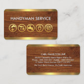 Gold Handyman Tools On Timber Wood Visitenkarte (Vorne/Hinten)