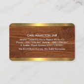 Gold Handyman Tools On Timber Wood Visitenkarte (Rückseite)