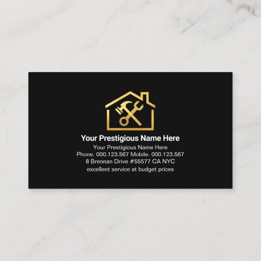 Gold Handyman Tools Roof Frame Visitenkarte (Rückseite)