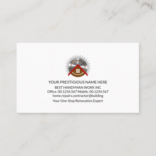 Gold Handyman Tools Signage Visitenkarte (Rückseite)